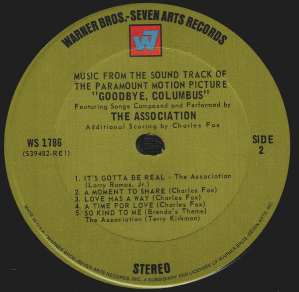 Association / Charles Fox - Music From The Sound Track Of The Paramount Motion Picture "Goodbye, Columbus" (VG+) (Vinyl LP)