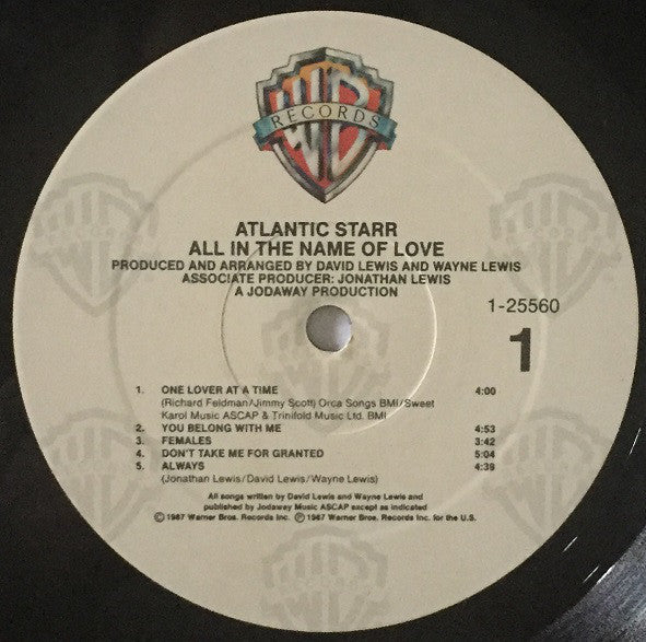 Atlantic Starr - All In The Name Of Love (VG+) (Vinyl LP)