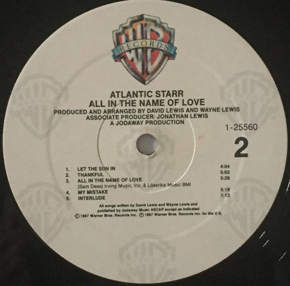 Atlantic Starr - All In The Name Of Love (VG+) (Vinyl LP)