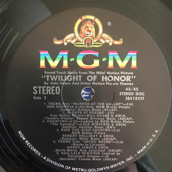 Green, Johnny / Richard Chamberlain / Various - Twilight Of Honor (VG+) (Vinyl LP)