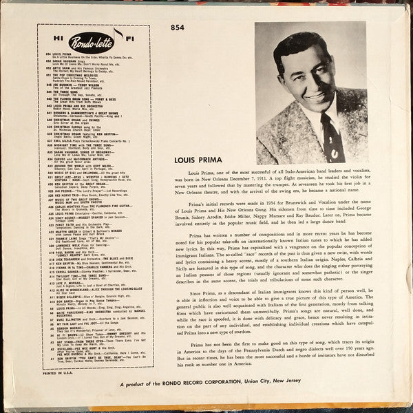 Prima, Louis - Louis Prima With Orchestra (Vinyl, VG) (Vinyl LP)