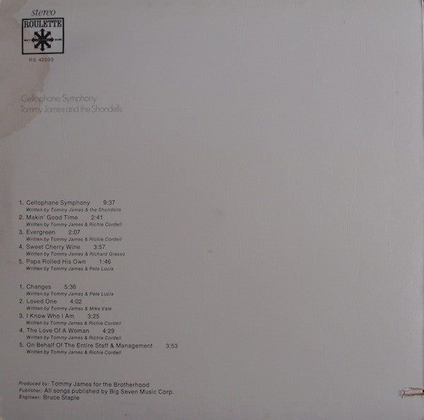 James, Tommy And The Shondells - Cellophane Symphony (VG+) (Vinyl LP)