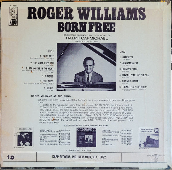 Williams, Roger  - Born Free (VG) (Vinyl LP)
