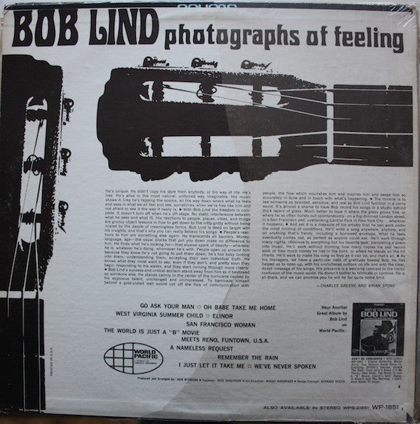Lind, Bob - Photographs Of Feeling (VG) (Vinyl LP)