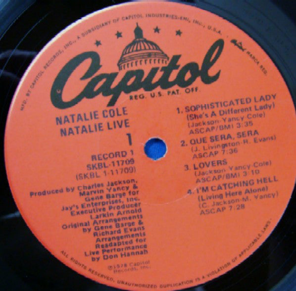 Cole, Natalie - Natalie ... Live! (VG+) (Vinyl LP)