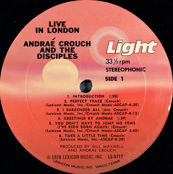 Crouch, Andrae & The Disciples - Live In London (VG+) (Vinyl LP)