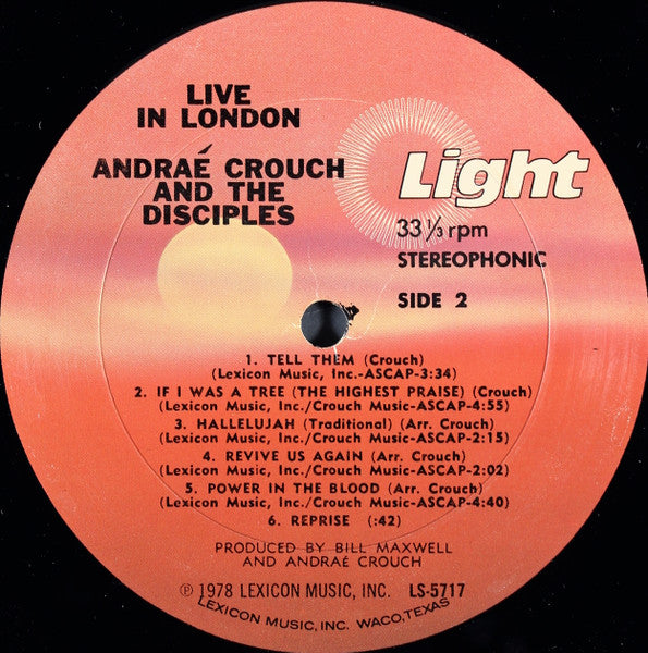 Crouch, Andrae & The Disciples - Live In London (VG+) (Vinyl LP)