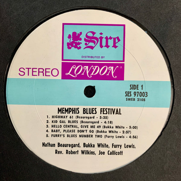 White, Bukka / Nathan Beauregard / Joe Callicott / Furry Lewis / Rev. Robert Wilkins* - The 1968 Memphis Country Blues Festival (VG+) (Vinyl LP)