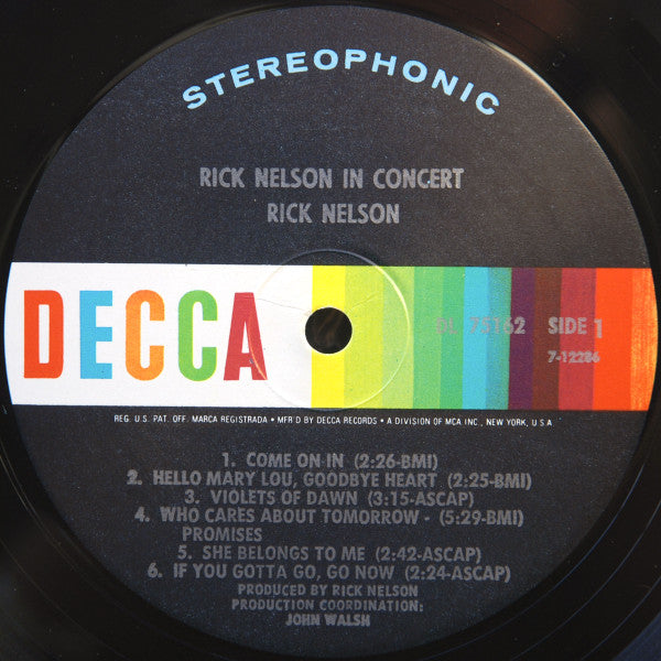 Nelson, Ricky - Rick Nelson In Concert (Vinyl, VG+) (Vinyl LP)