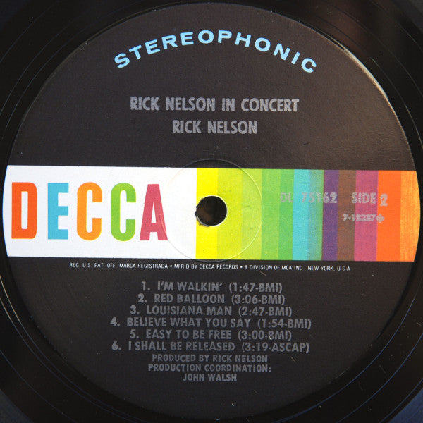 Nelson, Ricky - Rick Nelson In Concert (Vinyl, VG+) (Vinyl LP)