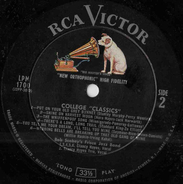 Scobey's, Bob Frisco Band With Clancy Hayes - College Classics (VG) (Vinyl LP)