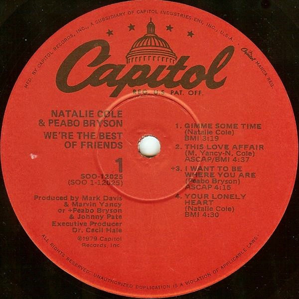 Cole, Natalie & Peabo Bryson - We're The Best Of Friends (VG+) (Vinyl LP)