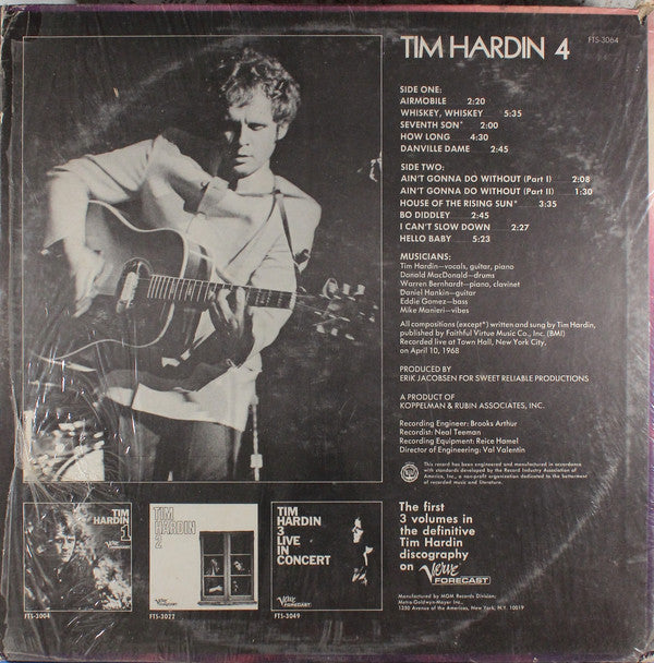Hardin, Tim - Tim Hardin 4 (VG+) (Vinyl LP)