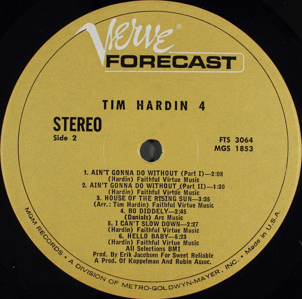 Hardin, Tim - Tim Hardin 4 (VG+) (Vinyl LP)