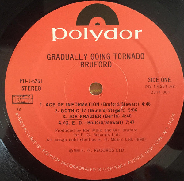 Bruford - Gradually Going Tornado (VG+) (Vinyl LP)