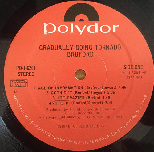 Bruford - Gradually Going Tornado (VG+) (Vinyl LP)