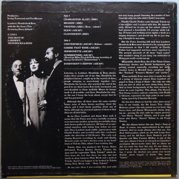 Lambert, Hendricks & Ross - The Best Of Lambert, Hendricks & Ross (VG+) (Vinyl LP)