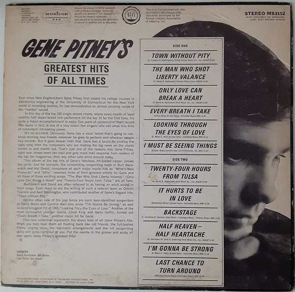 Pitney, Gene - Greatest Hits Of All Times (VG) (Vinyl LP)