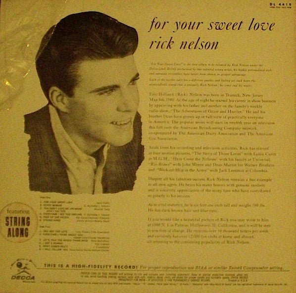 Nelson, Ricky - For Your Sweet Love (VG+) (Vinyl LP)