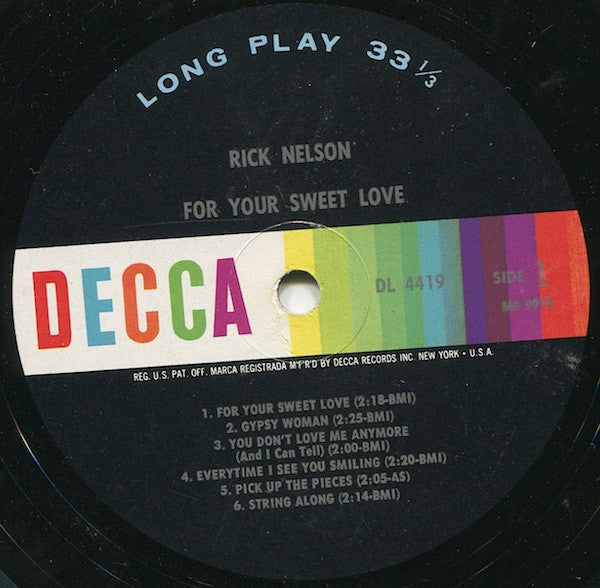 Nelson, Ricky - For Your Sweet Love (VG+) (Vinyl LP)