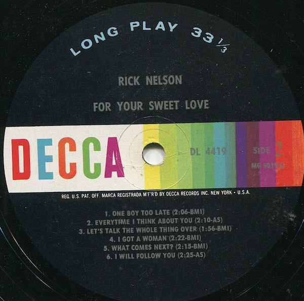 Nelson, Ricky - For Your Sweet Love (VG+) (Vinyl LP)