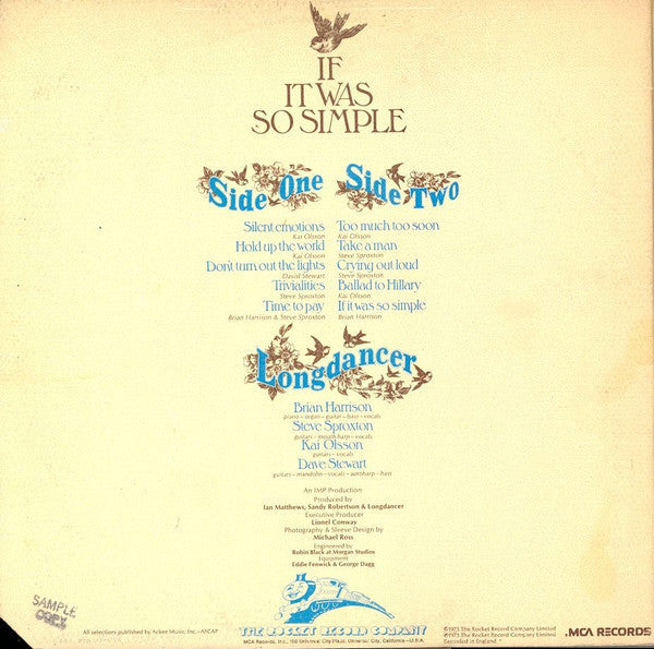 Longdancer - If It Was So Simple (NM or M-) (Vinyl LP)