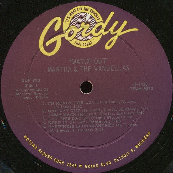 Martha & The Vandellas - Watchout! (G+) (Vinyl LP)