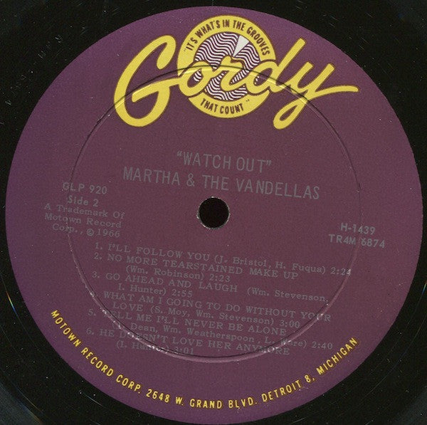 Martha & The Vandellas - Watchout! (G+) (Vinyl LP)