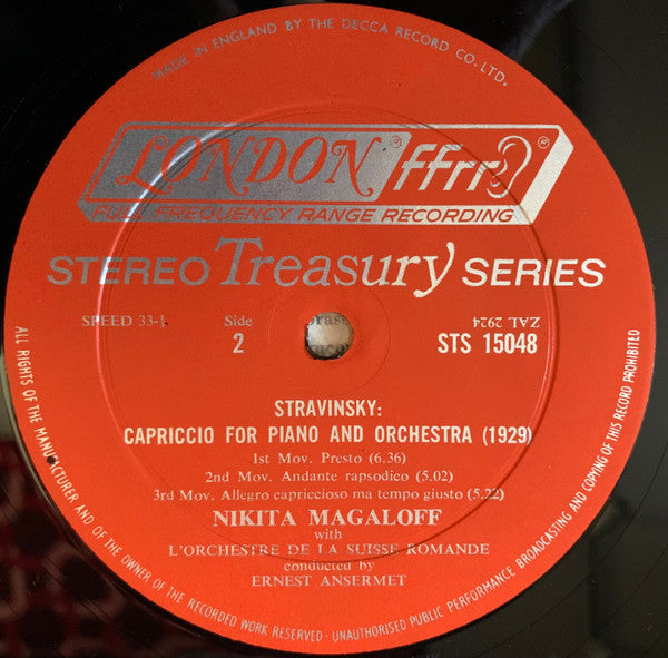 Stravinsky - L'Orchestre De La Suisse Romande  Magaloff Ansermet - Concerto For Piano And Wind Instruments / Capriccio For Piano And Orchestra (Vinyl, VG) (Vinyl LP)