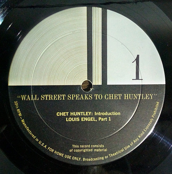 Huntley, Chet - Wall Street Speaks To Chet Huntley (VG+) (Vinyl LP)