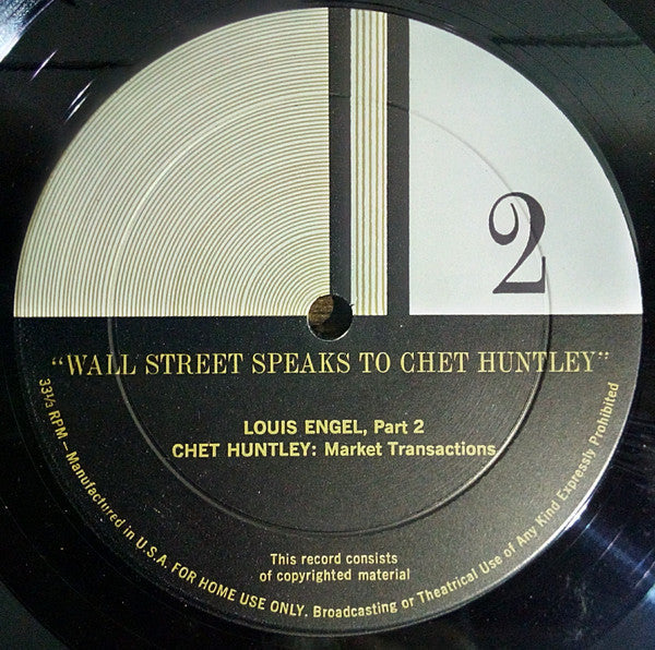 Huntley, Chet - Wall Street Speaks To Chet Huntley (VG+) (Vinyl LP)