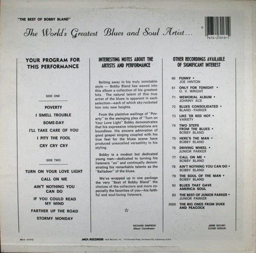 Bland, Bobby - The Best Of Bobby Bland (VG+) (Vinyl LP)