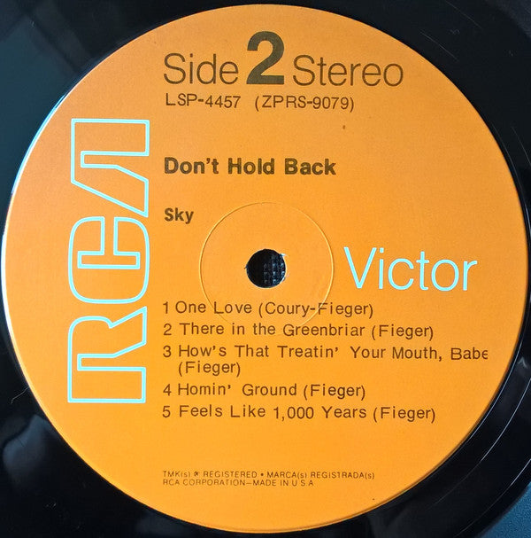 Sky - Don't Hold Back (VG+) (Vinyl LP)