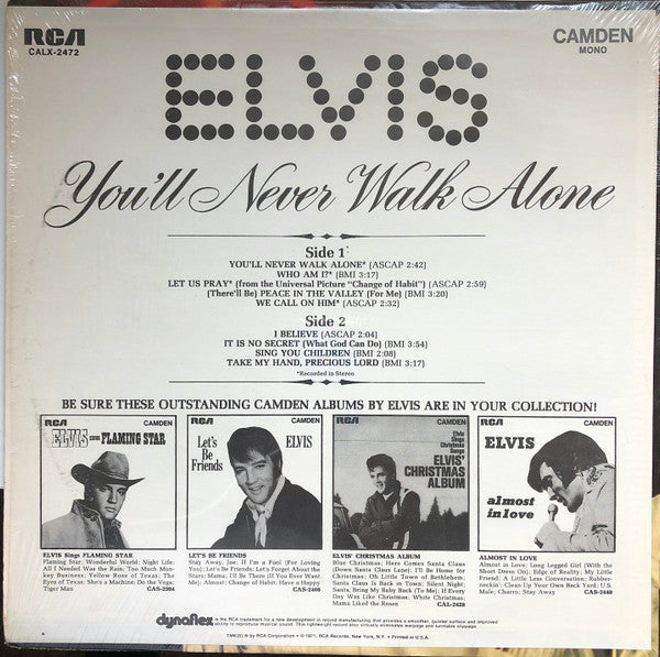Elvis - You'll Never Walk Alone (VG) (Vinyl LP)