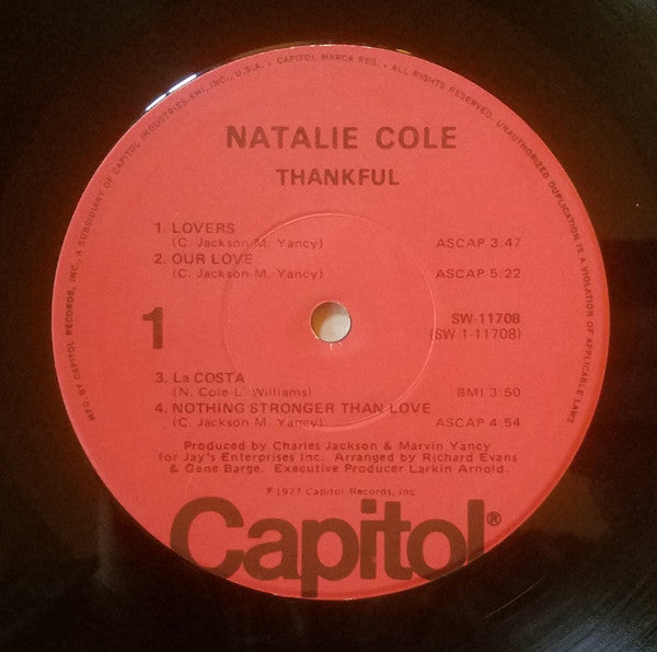 Cole, Natalie - Thankful (VG) (Vinyl LP)