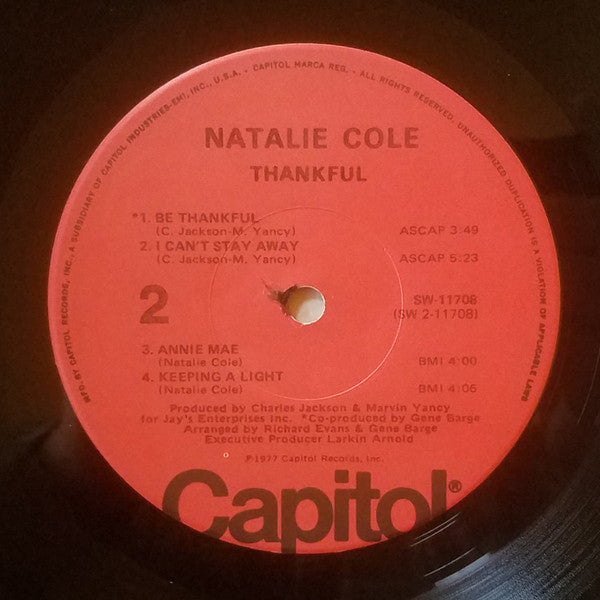 Cole, Natalie - Thankful (VG) (Vinyl LP)