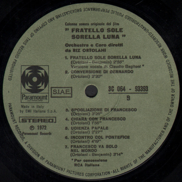 Fratello Sole Sorella Luna (Original Soundtrack) - Ortolani, Riz (VG) (Vinyl LP)