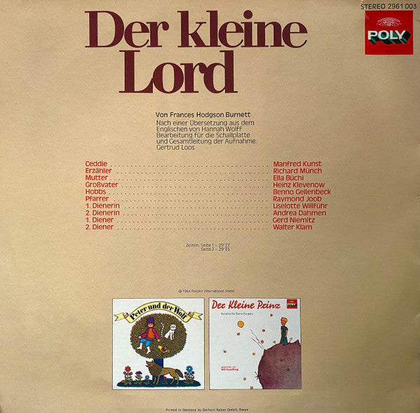 Burnett, Frances Hodgson - Der Kleine Lord (G+) (Vinyl LP)