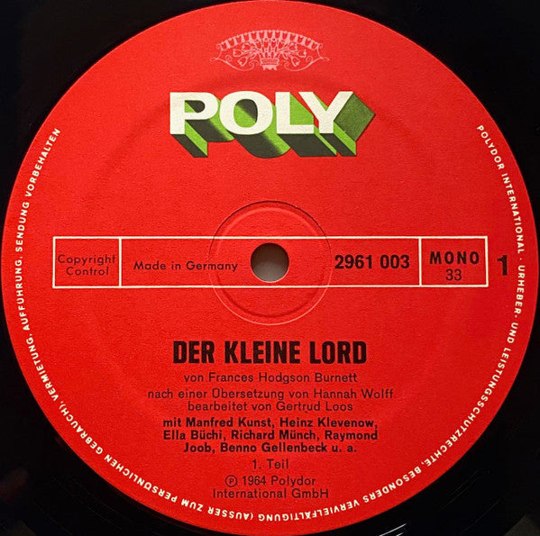 Burnett, Frances Hodgson - Der Kleine Lord (G+) (Vinyl LP)