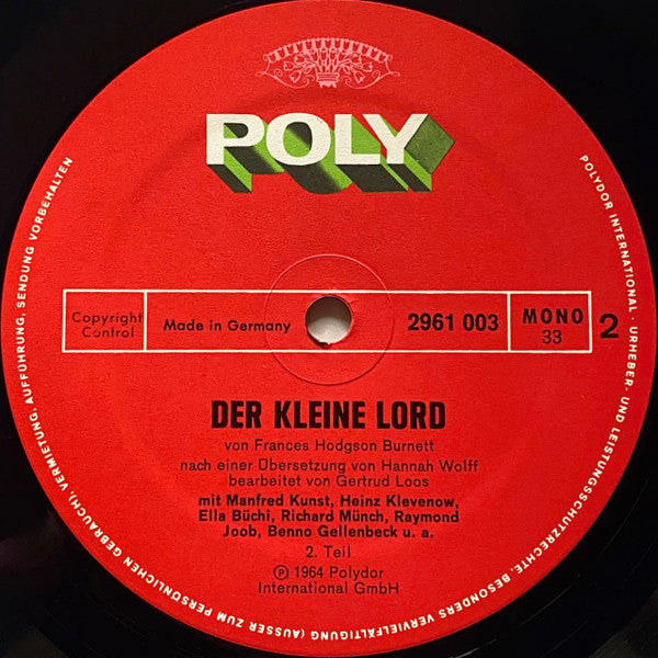 Burnett, Frances Hodgson - Der Kleine Lord (G+) (Vinyl LP)