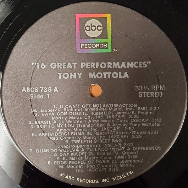Mottola, Tony - Sixteen Great Performances (VG+) (Vinyl LP)