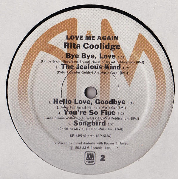 Coolidge, Rita - Love Me Again (VG+) (Vinyl LP)