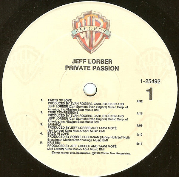 Lorber, Jeff Featuring Karyn White And Michael Jeffries - Private Passion (VG+) (Vinyl LP)