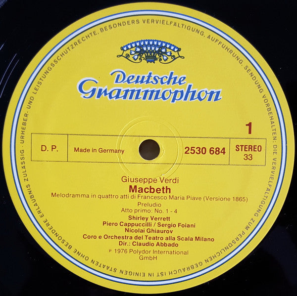 Verdi - Shirley Verrett, Piero Cappuccilli, Placido Domingo, Nicolai Ghiaurov, Coro E Orchestra Del Teatro Alla Scala, Claudio Abbado - Macbeth (NM or M-) (Vinyl LP)