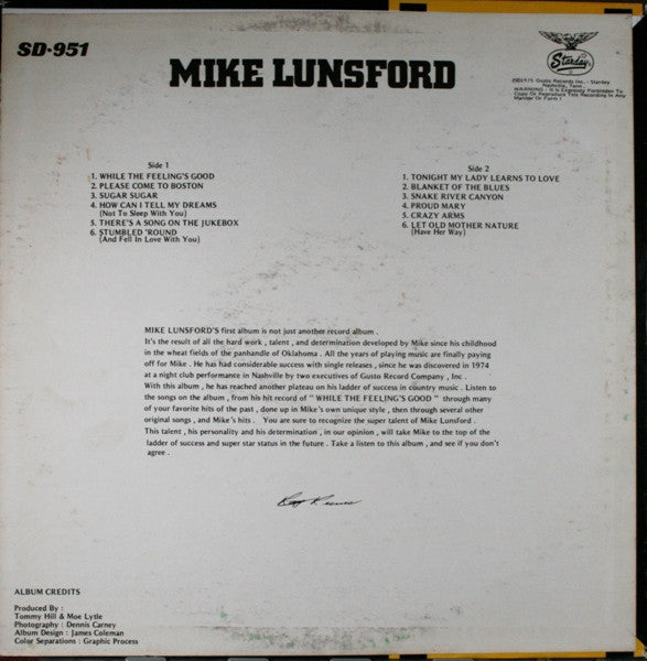 Lunsford, Mike - Mike Lunsford (VG) (Vinyl LP)