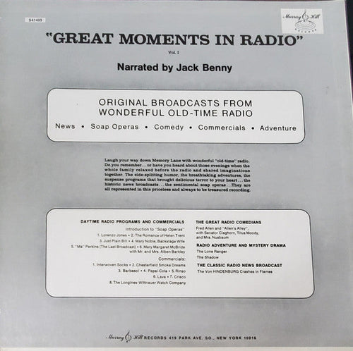 Benny, Jack - Great Moments in Radio: Volume 1 (M) (Vinyl LP)
