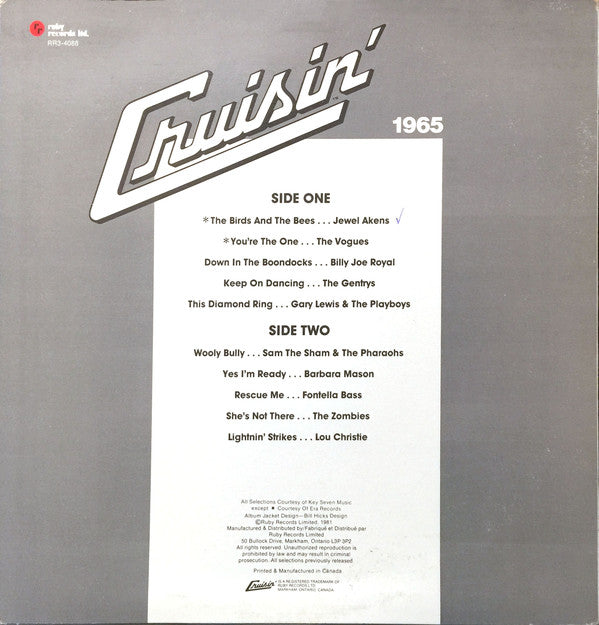 Various - Cruisin' 1965 (Vinyl, VG+) (Vinyl LP)