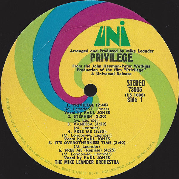 Privilege (Original Soundtrack Album) (VG) (Vinyl LP)