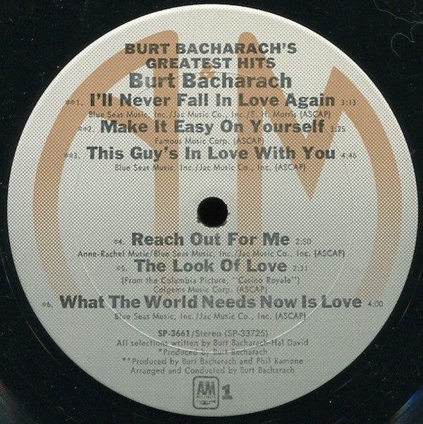 Bacharach, Burt - Burt Bacharach's Greatest Hits (Vinyl, VG+) (Vinyl LP)