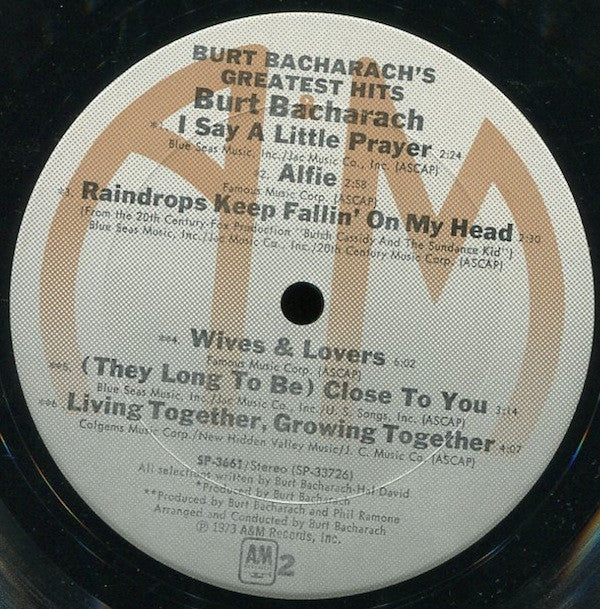 Bacharach, Burt - Burt Bacharach's Greatest Hits (Vinyl, VG+) (Vinyl LP)